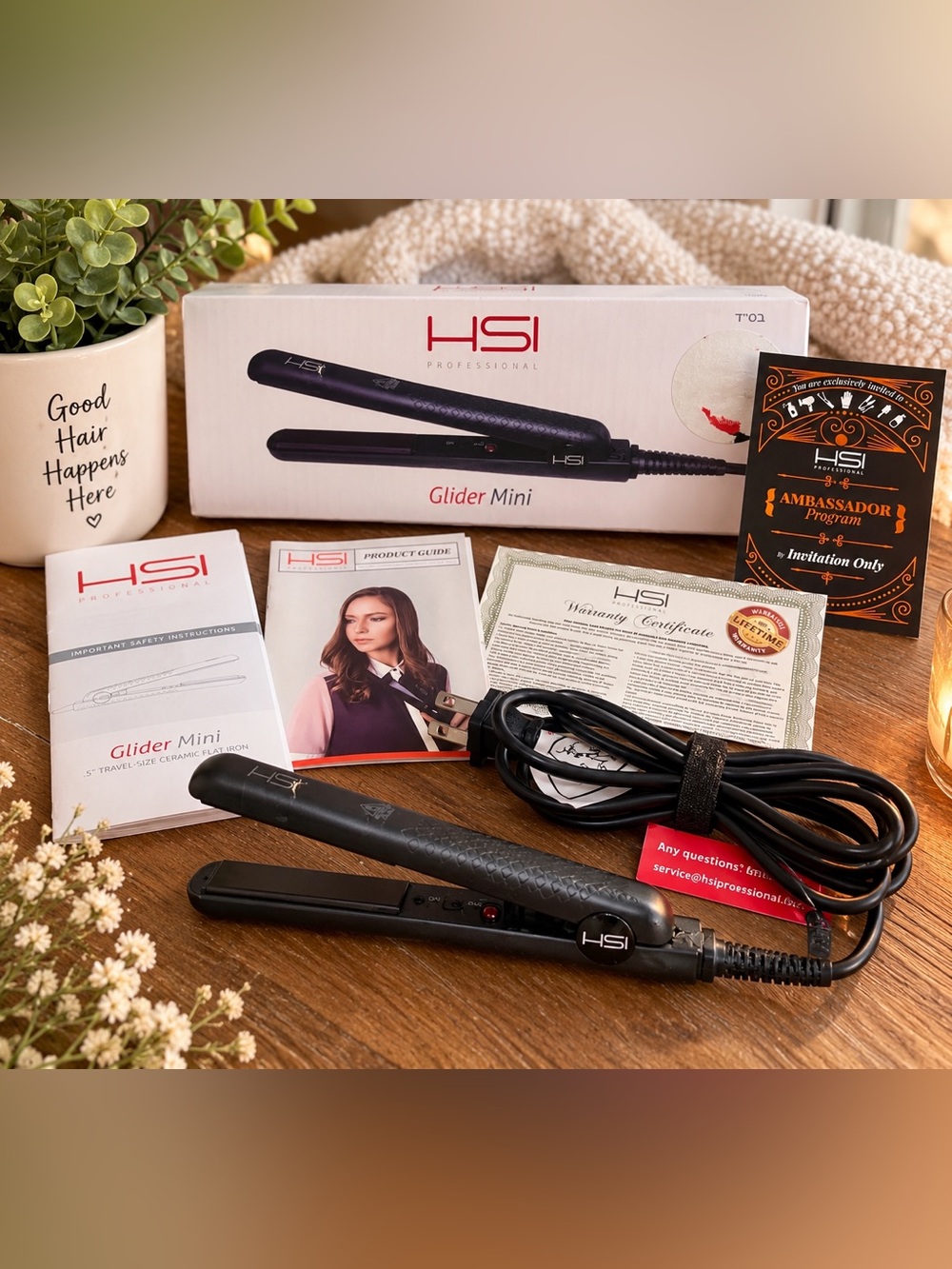 HSI Professional Glider Mini Ceramic Flat Iron .5" Black Open Box